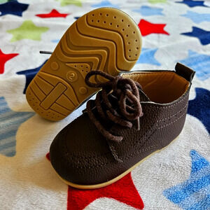Brown Soft Lace Up Baby Dress Shoes 6-12M